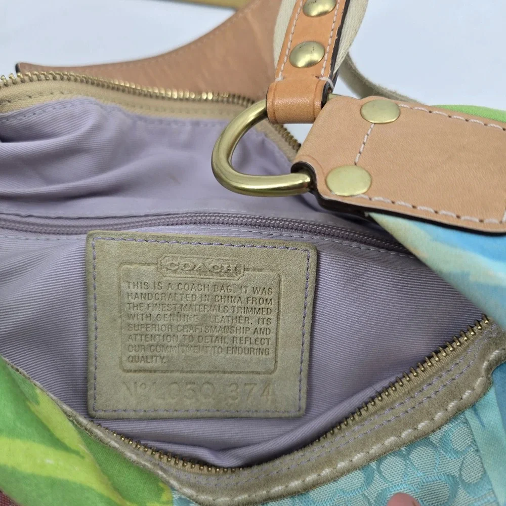 Coach Patchwork Signature Hobo Shoulder Bag Pink Floral Y2K Boho 2000s
